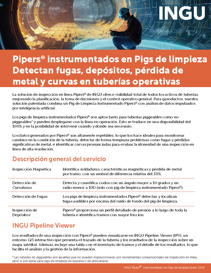INGU Pipers® Instrumented Cleaning Pig flyer ES Page 1 - Brochures - ES