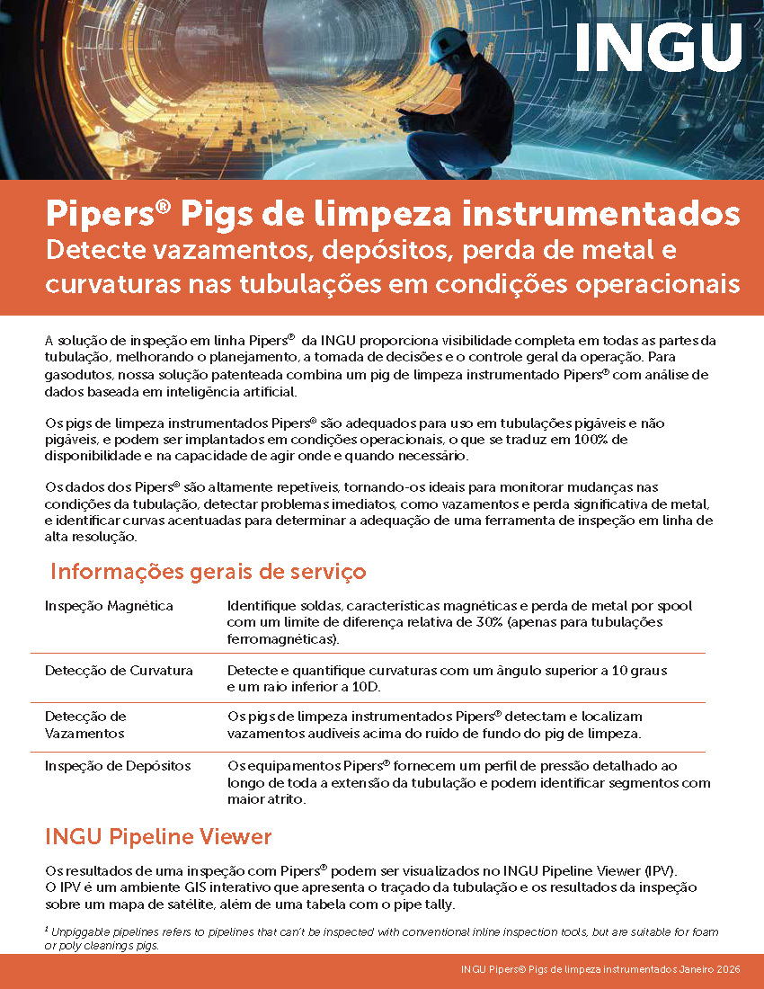 INGU Pipers® Instrumented Cleaning Pig flyer PTBR Page 1 - Brochures - PT