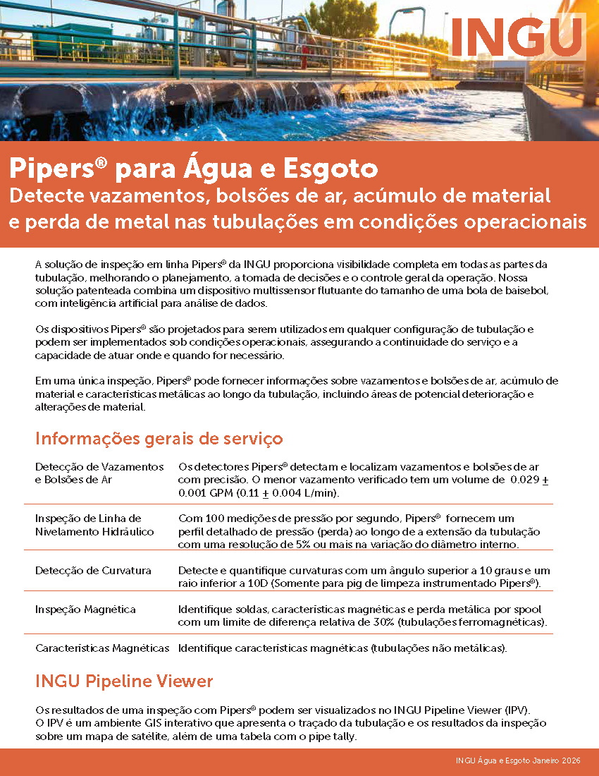 INGU Pipers® flyer Water Wastewater PTBR Page 1 - Brochures - PT